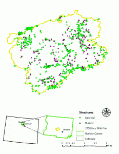 Four Mile Fire in Boulder, CO in 2010, study area layout.