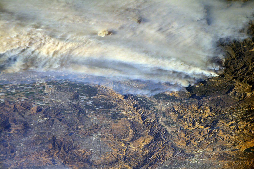 Southern California wildfires captured from the International Space Station. Image Credit: NASA Johnson